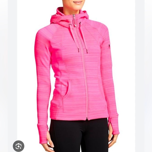Athleta Tops - ATHLETA Women’s Shocking Pink Stripes Strength Hoodie Size XS